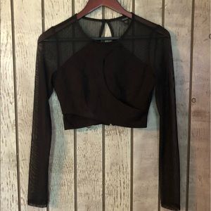 Black Cropped Long Sleeved Top Small